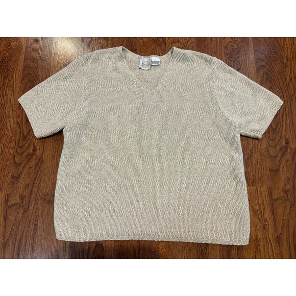 Bentley Vintage Women’s Cotton Short Sleeve Pullover Sweater Beige Size XL - Picture 1 of 7